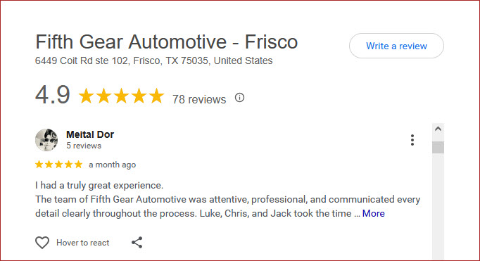 Fifth Gear Automotive - Frisco General Review