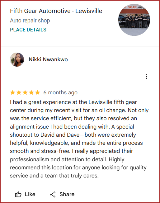 Review of Fifth Gear Automotive - Lewisville By Nikki Nwankwo