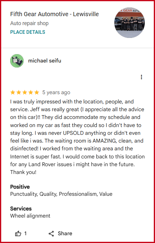 Review of Fifth Gear Automotive - Lewisville By michael seifu