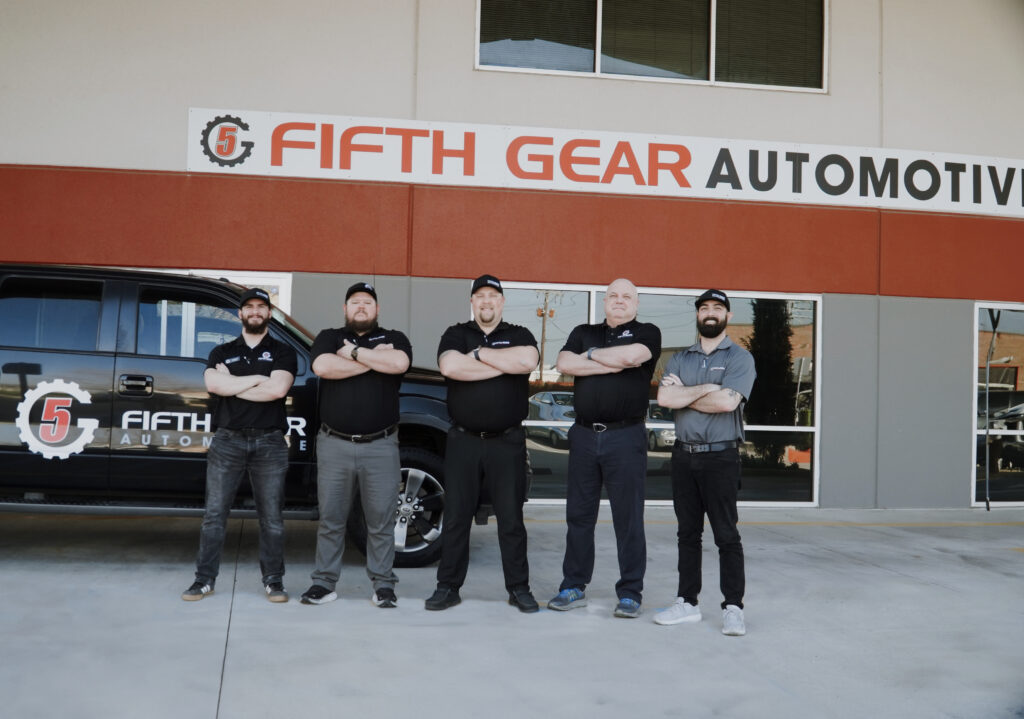 Fifth Gear Auto Repair Techs Outside Sate of The Art Facility